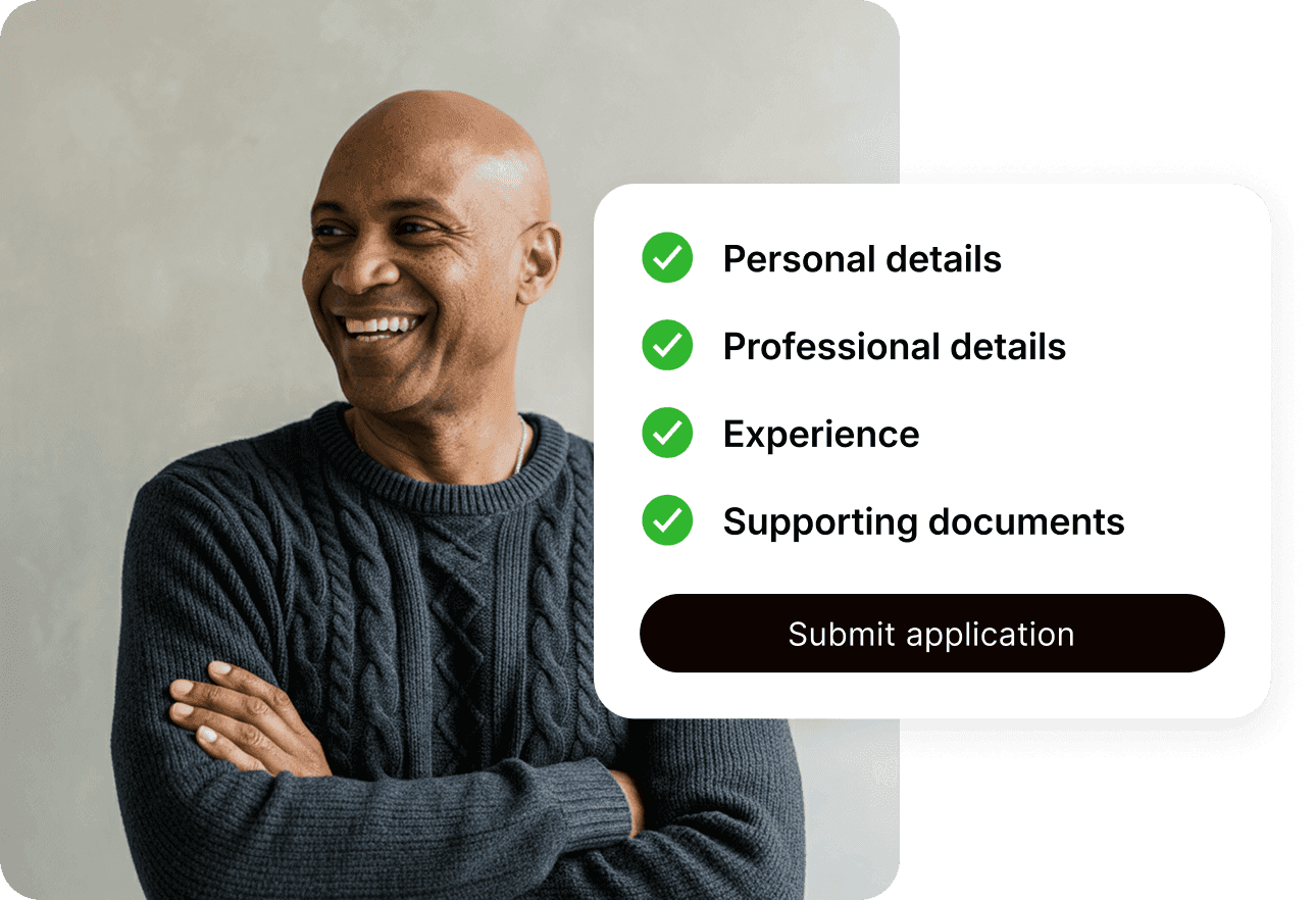 A practitioner completing onboarding with credentials verified