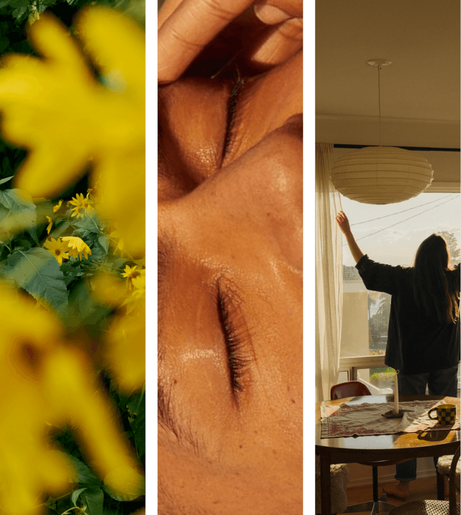 Flowers, rest and morning light: an editorial collage of care